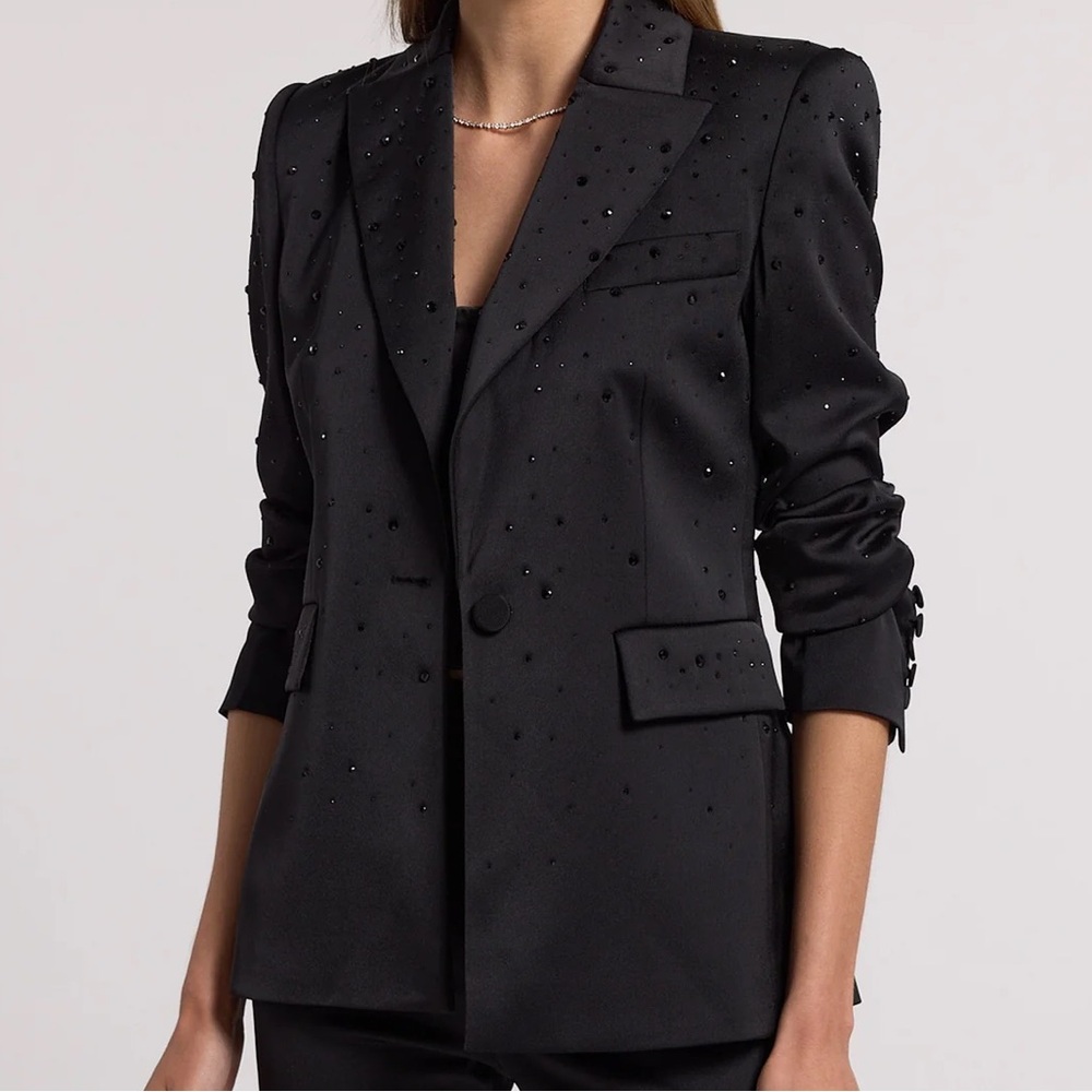 Generation Love Aimee Crystal Satin Black Blazer